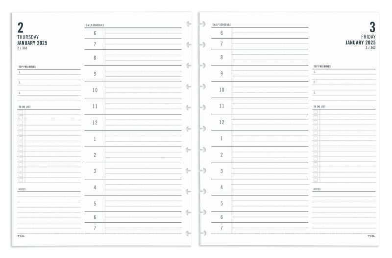 2025 TUL® Discbound Daily Planner Refill Pages, Letter Size, January To December