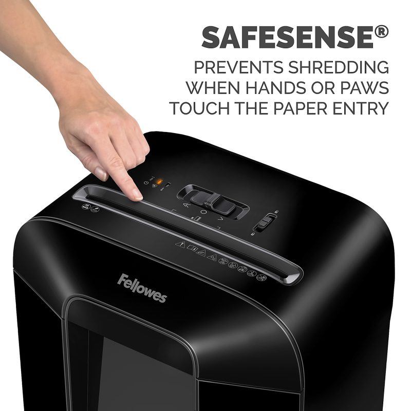 Fellowes® LX85 Cross Cut 12-Sheet Home Office Paper Shredder with SafeSense, Black - Image 3