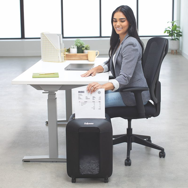 Fellowes® LX85 Cross Cut 12-Sheet Home Office Paper Shredder with SafeSense, Black - Image 8
