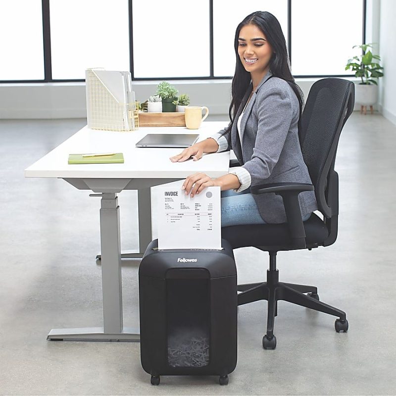 Fellowes® LX85 Cross Cut 12-Sheet Home Office Paper Shredder with SafeSense, Black - Image 10
