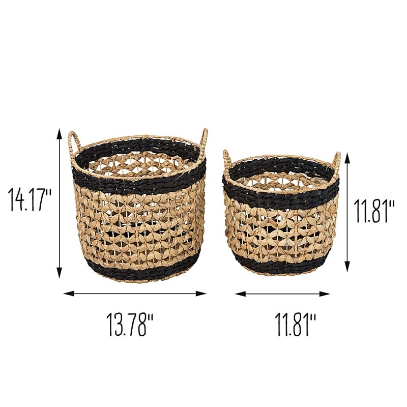 Honey Can Do Round Nesting Baskets, 18-1/8”H x 13-13/16”W x 13-13/16”D, Natural, Set Of 2 Baskets - Image 3