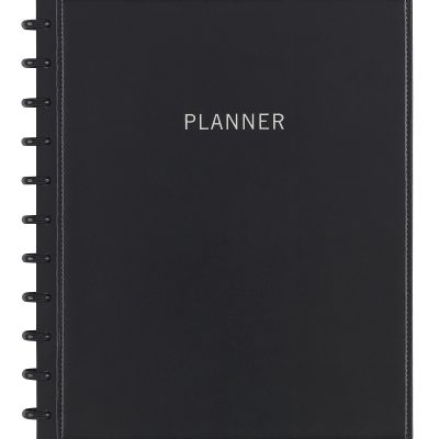 TUL® Discbound Monthly Planner Starter Set, Undated, Letter Size, Leather Cover, Black