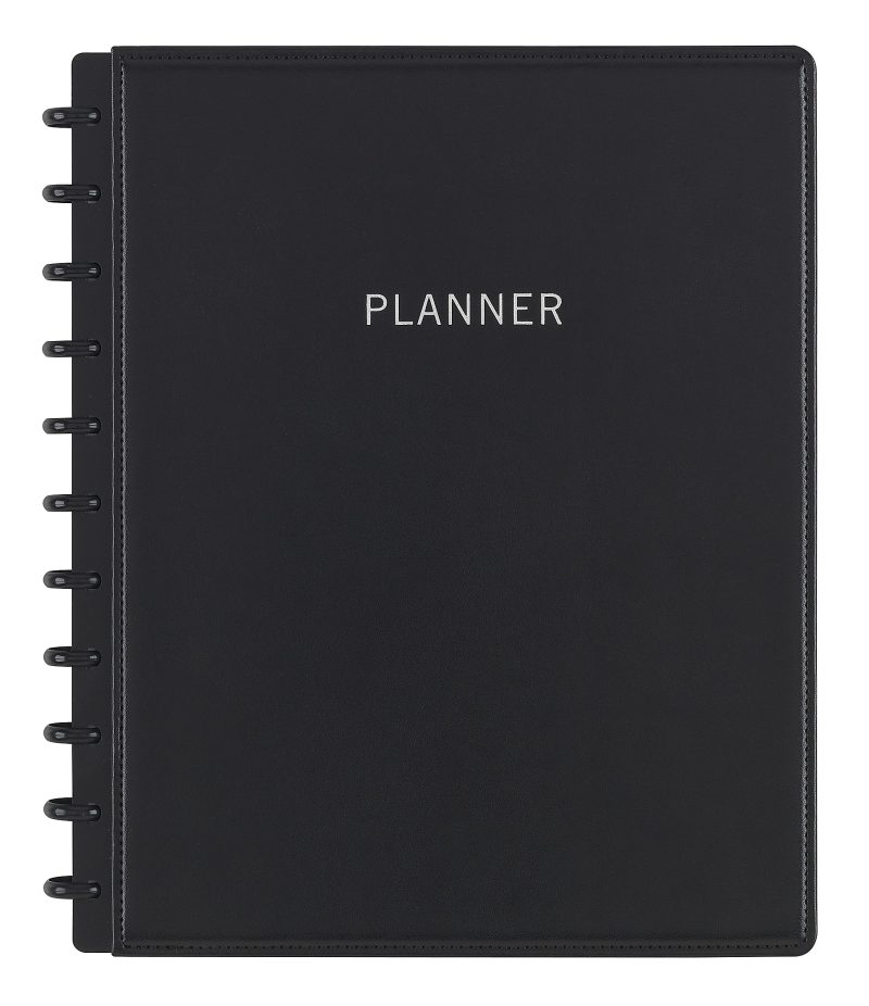 TUL® Discbound Monthly Planner Starter Set, Undated, Letter Size, Leather Cover, Black