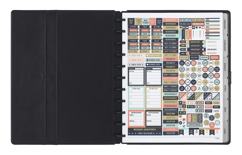 TUL® Discbound Monthly Planner Starter Set, Undated, Letter Size, Leather Cover, Black - Image 2