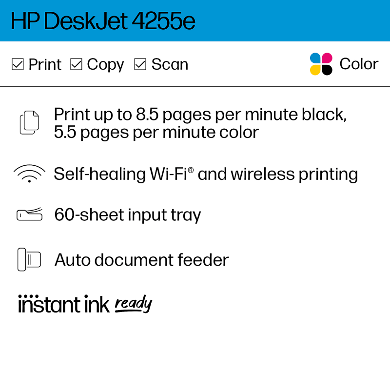 HP DeskJet 4255e Wireless All-in-One Color Printer with 3 months free Instant Ink with HP+ - Image 4