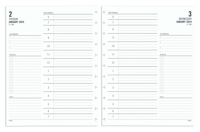 2024 TUL® Discbound Daily Planner Refill Pages, Hourly Appointment Times, Letter Size, January To December