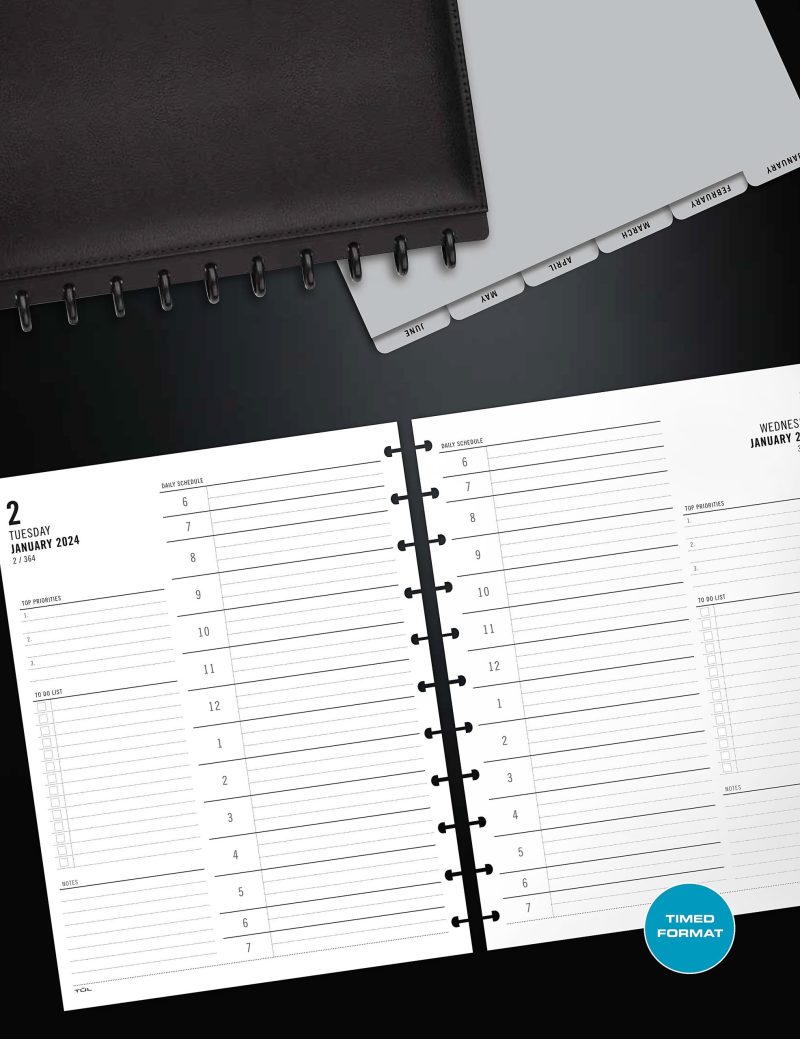 2024 TUL® Discbound Daily Planner Refill Pages, Hourly Appointment Times, Letter Size, January To December - Image 3