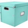 IdeaStream Snap-N-Store Cardboard Vinyl Record Storage Box, 14" x 2" x 15", Turquoise