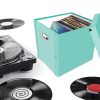 IdeaStream Snap-N-Store Cardboard Vinyl Record Storage Box, 14" x 2" x 15", Turquoise - Image 3
