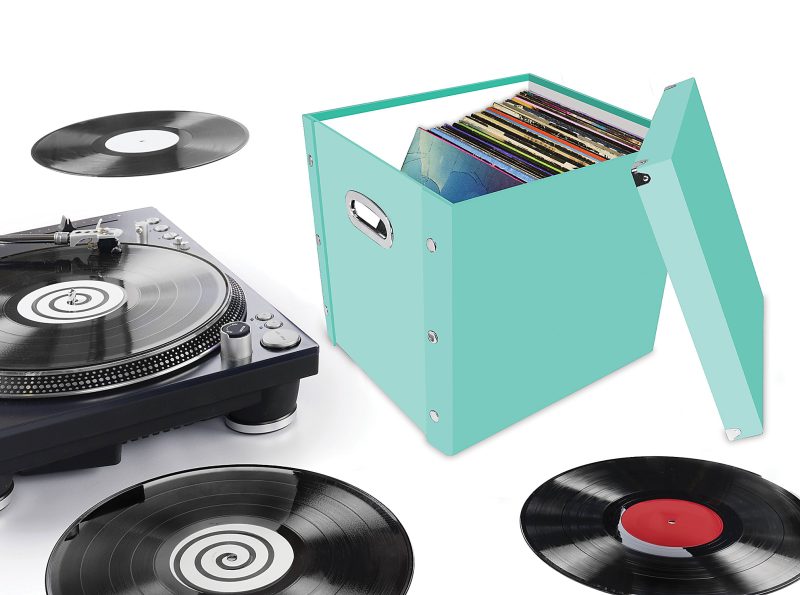 IdeaStream Snap-N-Store Cardboard Vinyl Record Storage Box, 14" x 2" x 15", Turquoise - Image 3