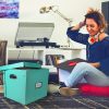 IdeaStream Snap-N-Store Cardboard Vinyl Record Storage Box, 14" x 2" x 15", Turquoise - Image 4