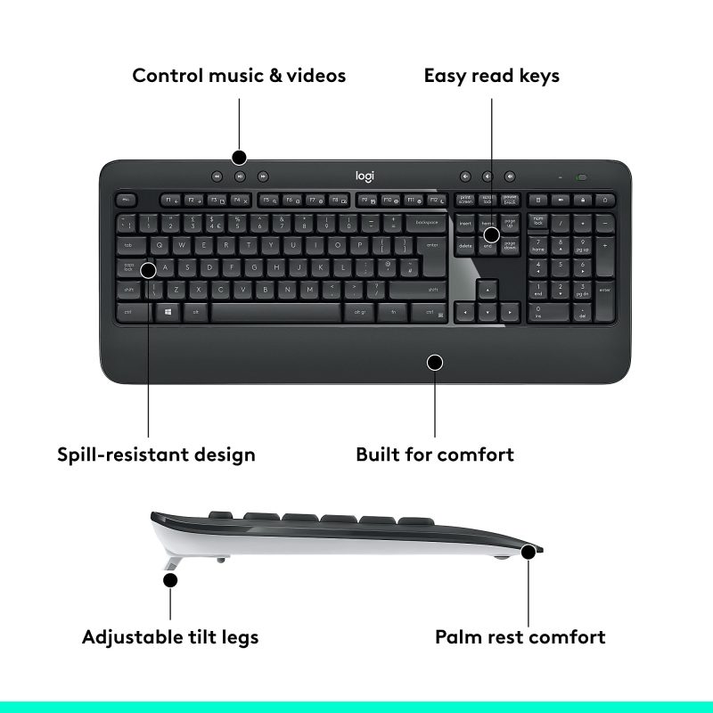 Logitech® MK540 Advanced Wireless Keyboard and Mouse Combo, Black - Image 6