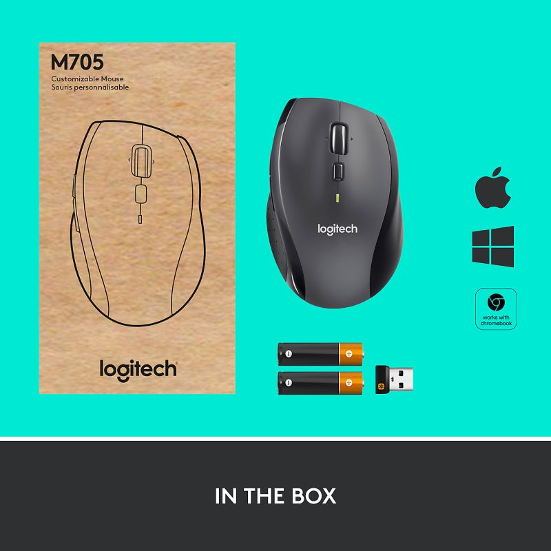 Logitech® M705 Marathon Wireless Mouse, Black - Image 8