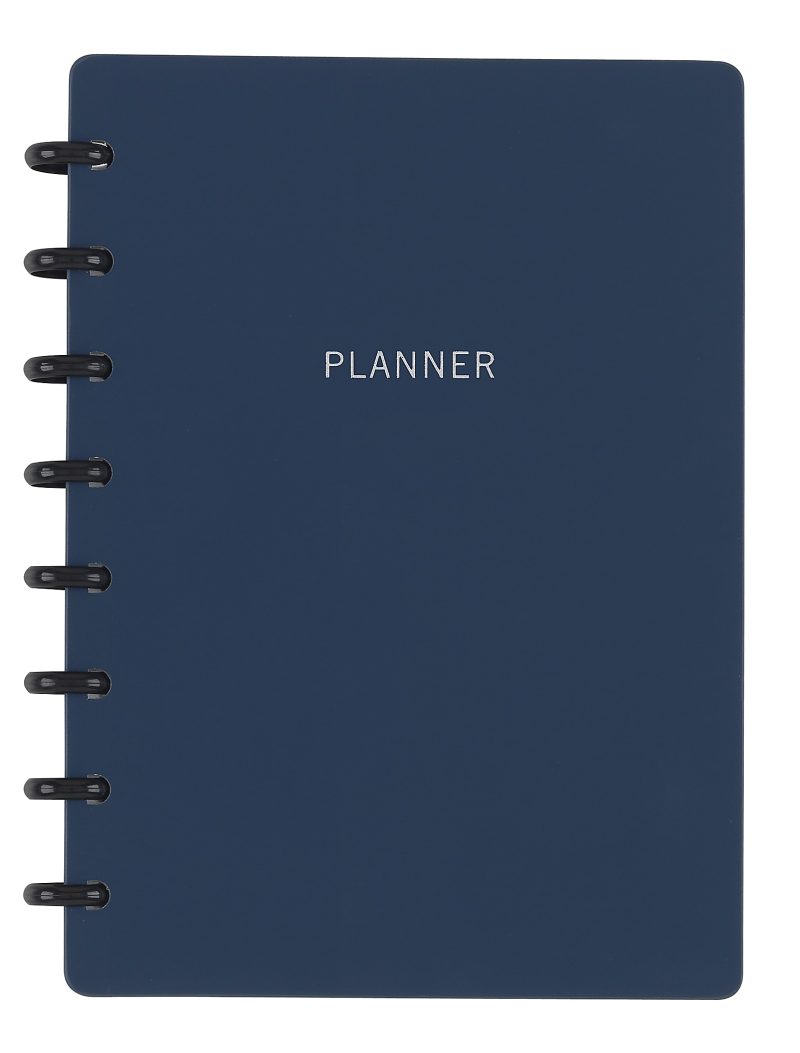 TUL® Discbound Monthly Planner Starter Set, Undated, Junior Size, Soft-Touch Cover, Navy