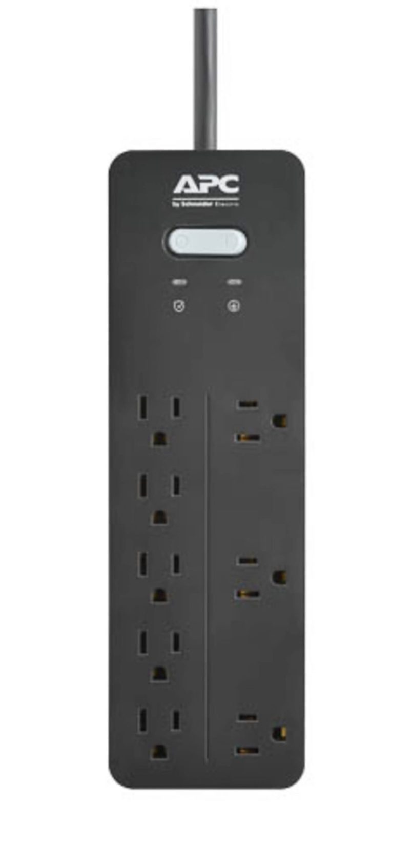 APC® Home Office SurgeArrest 8-Outlet Surge Protector, 6' Cord, Black, PH8 - Image 2