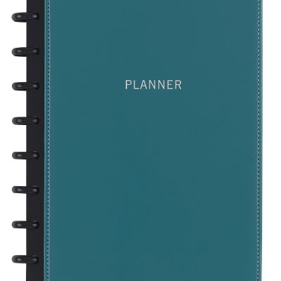 TUL® Discbound Monthly Planner Starter Set, Undated, Junior Size, Leather Cover, Teal