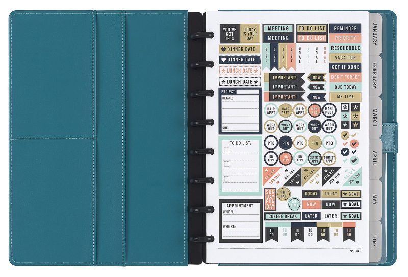 TUL® Discbound Monthly Planner Starter Set, Undated, Junior Size, Leather Cover, Teal - Image 2
