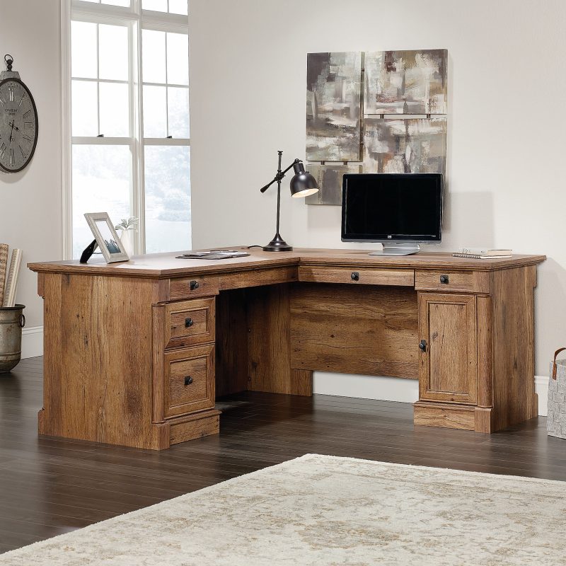 Sauder® Palladia 66"W L-Shaped Corner Desk, Vintage Oak - Image 2