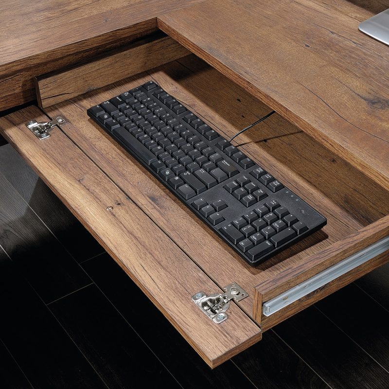 Sauder® Palladia 66"W L-Shaped Corner Desk, Vintage Oak - Image 7