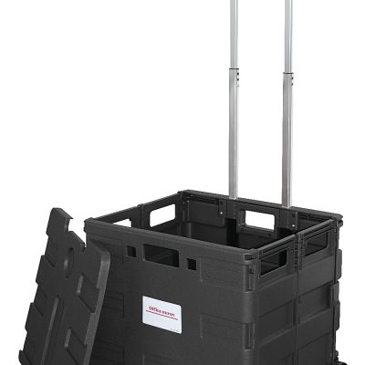 Office Depot® Brand Mobile Folding Cart With Lid, 16"H x 18"W x 15"D, Black