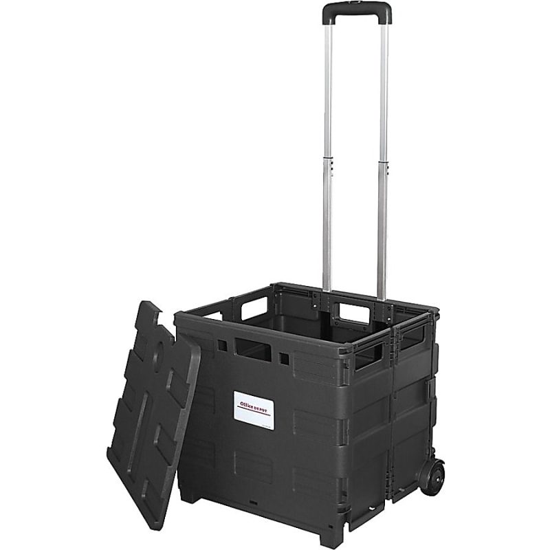 Office Depot® Brand Mobile Folding Cart With Lid, 16"H x 18"W x 15"D, Black - Image 4