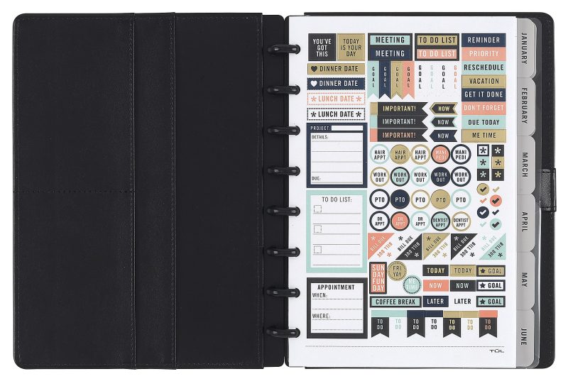TUL® Discbound Monthly Planner Starter Set, Undated, Junior Size, Leather Cover, Black - Image 2