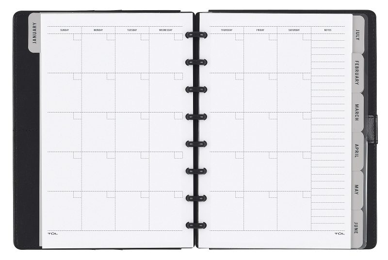 TUL® Discbound Monthly Planner Starter Set, Undated, Junior Size, Leather Cover, Black - Image 3