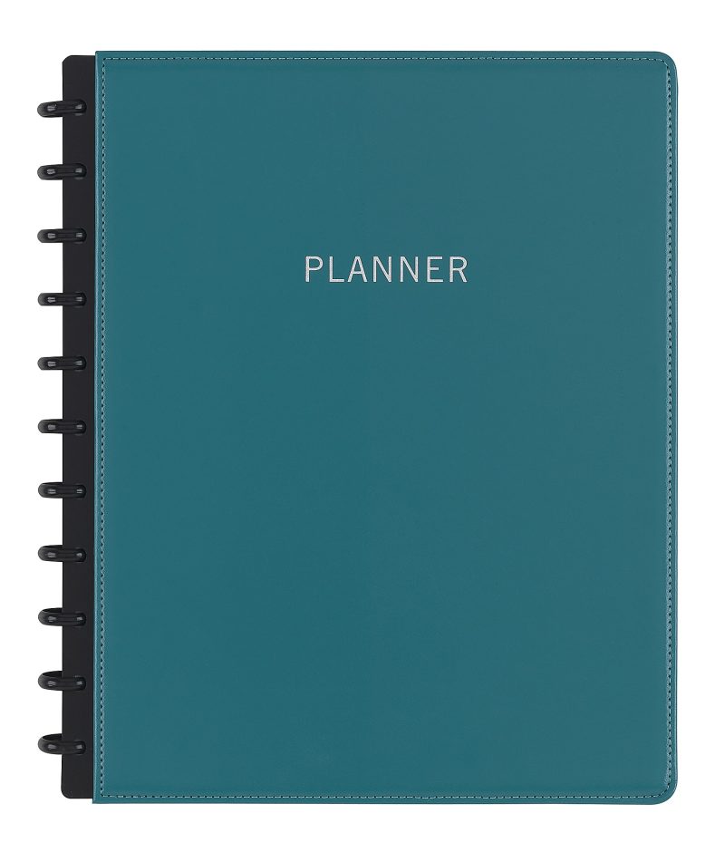 TUL® Discbound Monthly Planner Starter Set, Undated, Letter Size, Leather Cover, Teal