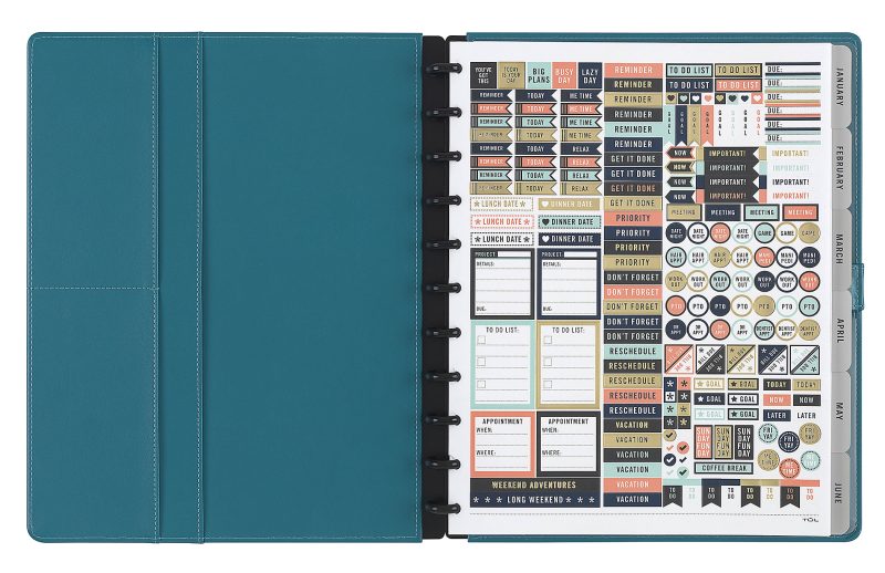 TUL® Discbound Monthly Planner Starter Set, Undated, Letter Size, Leather Cover, Teal - Image 2
