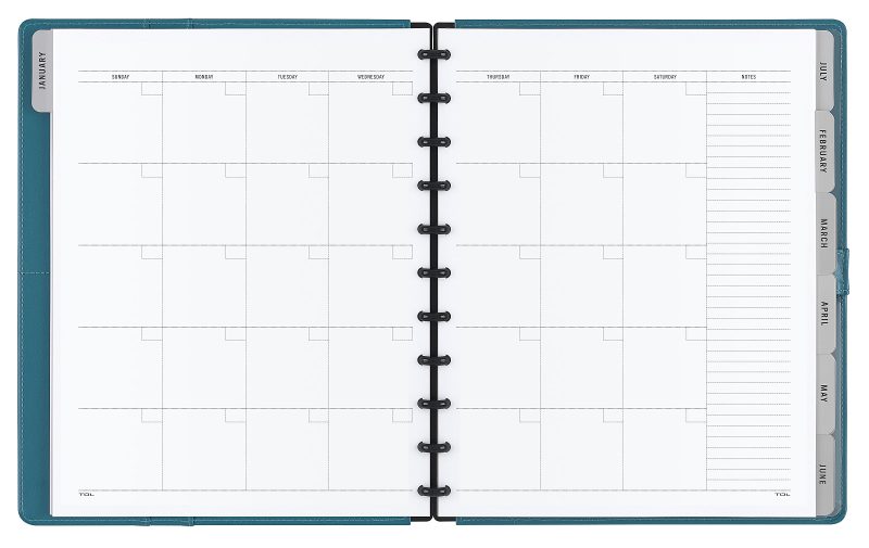 TUL® Discbound Monthly Planner Starter Set, Undated, Letter Size, Leather Cover, Teal - Image 3