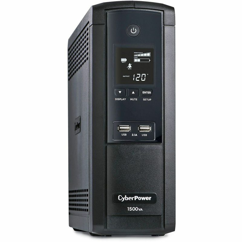 CyberPower Intelligent LCD BRG1500AVRLD2 1500VA Mini-tower UPS - Mini-tower - AVR - 8 Hour Recharge - 2 Minute Stand-by - 120 V AC Input - 120 V AC Output - Serial Port - 12 x NEMA 5-15R - 6 x Battery/Surge Outlet - Image 2
