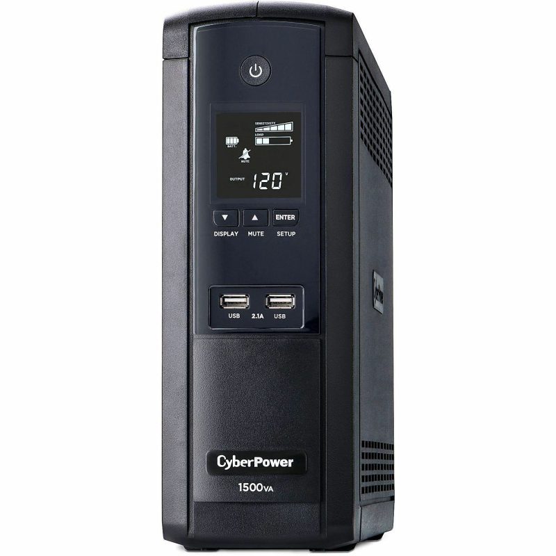 CyberPower Intelligent LCD BRG1500AVRLD2 1500VA Mini-tower UPS - Mini-tower - AVR - 8 Hour Recharge - 2 Minute Stand-by - 120 V AC Input - 120 V AC Output - Serial Port - 12 x NEMA 5-15R - 6 x Battery/Surge Outlet - Image 3