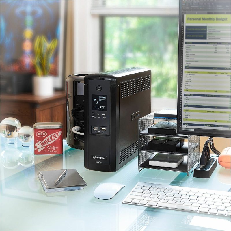 CyberPower Intelligent LCD BRG1500AVRLD2 1500VA Mini-tower UPS - Mini-tower - AVR - 8 Hour Recharge - 2 Minute Stand-by - 120 V AC Input - 120 V AC Output - Serial Port - 12 x NEMA 5-15R - 6 x Battery/Surge Outlet - Image 4
