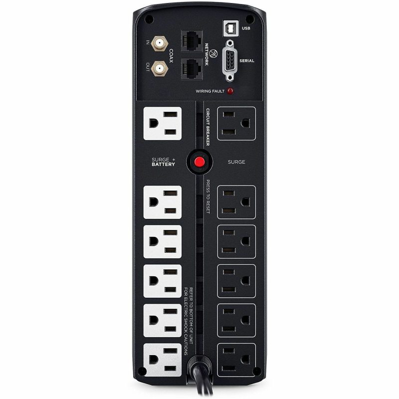 CyberPower Intelligent LCD BRG1500AVRLD2 1500VA Mini-tower UPS - Mini-tower - AVR - 8 Hour Recharge - 2 Minute Stand-by - 120 V AC Input - 120 V AC Output - Serial Port - 12 x NEMA 5-15R - 6 x Battery/Surge Outlet - Image 5