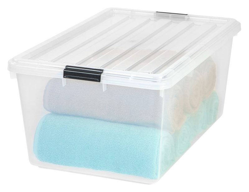 Iris® Storage Boxes With Lift-Off Lids, 26 1/10" x 17 1/2" x 11 1/4", Clear, Case Of 5 - Image 2