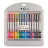 TUL® GL Series Retractable Gel Pens, Medium Point, 0.7 mm, Silver Barrel, Assorted Standard & Bright Ink Colors, Pack Of 14 Pens