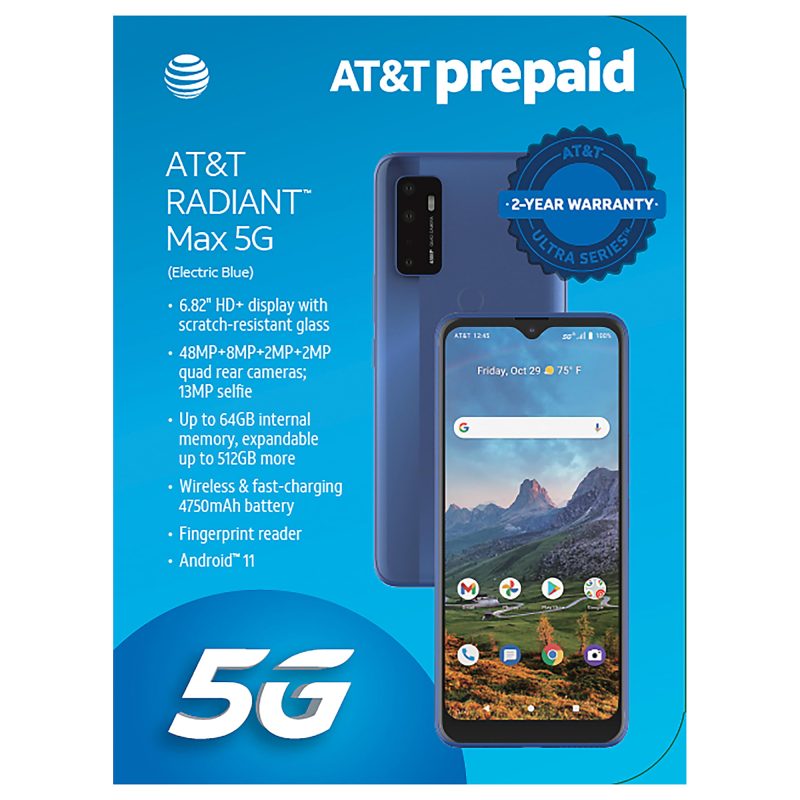 AT&T PREPAID? Radiant Max 5G Prepaid Smartphone, Blue, 6063D - Image 6
