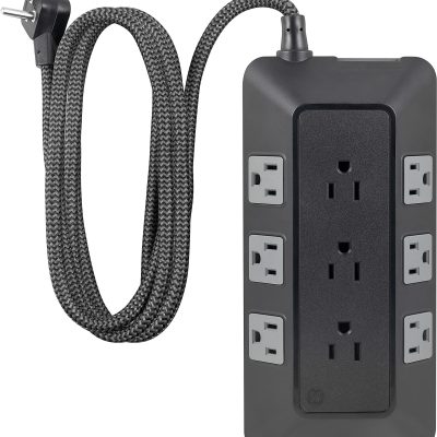 GE UltraPro 9-Outlet Surge Protector, 8', Black