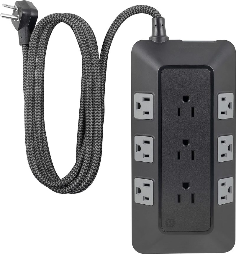 GE UltraPro 9-Outlet Surge Protector, 8', Black