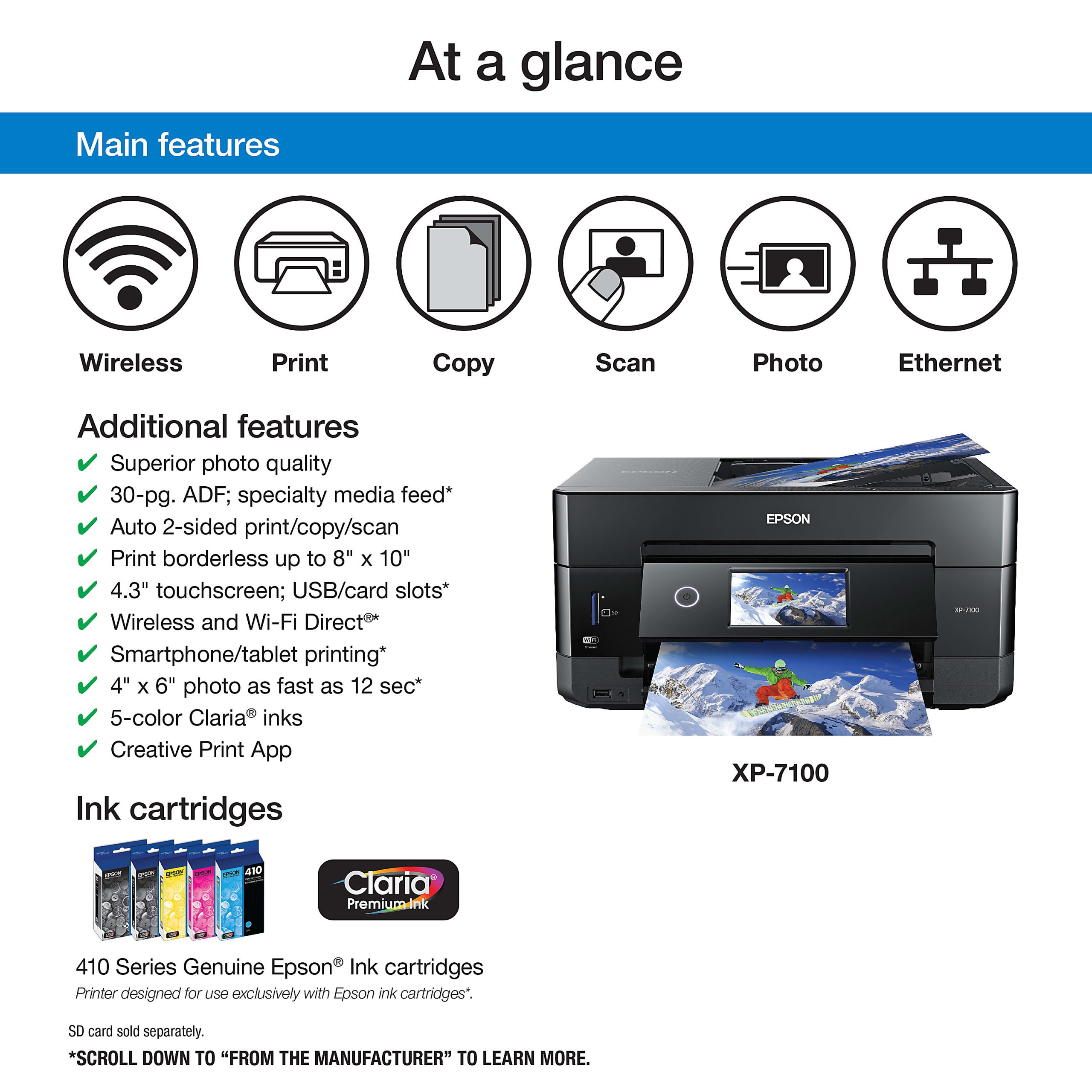 Epson® Expression® Premium XP-7100 Wireless Inkjet All-In-One Color Printer - Image 3