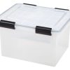 IRIS Letter and Legal Size WEATHERTIGHT File Box, 10 7/8"H x 14 1/2"W x 18"D, Clear, Pack of 6