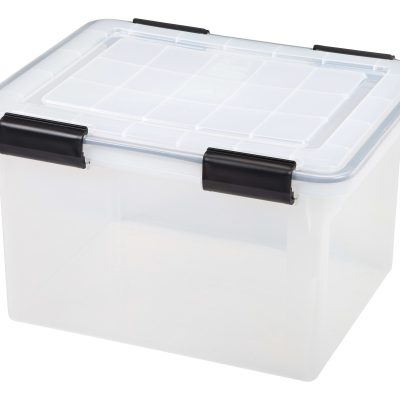 IRIS Letter and Legal Size WEATHERTIGHT File Box, 10 7/8"H x 14 1/2"W x 18"D, Clear, Pack of 6