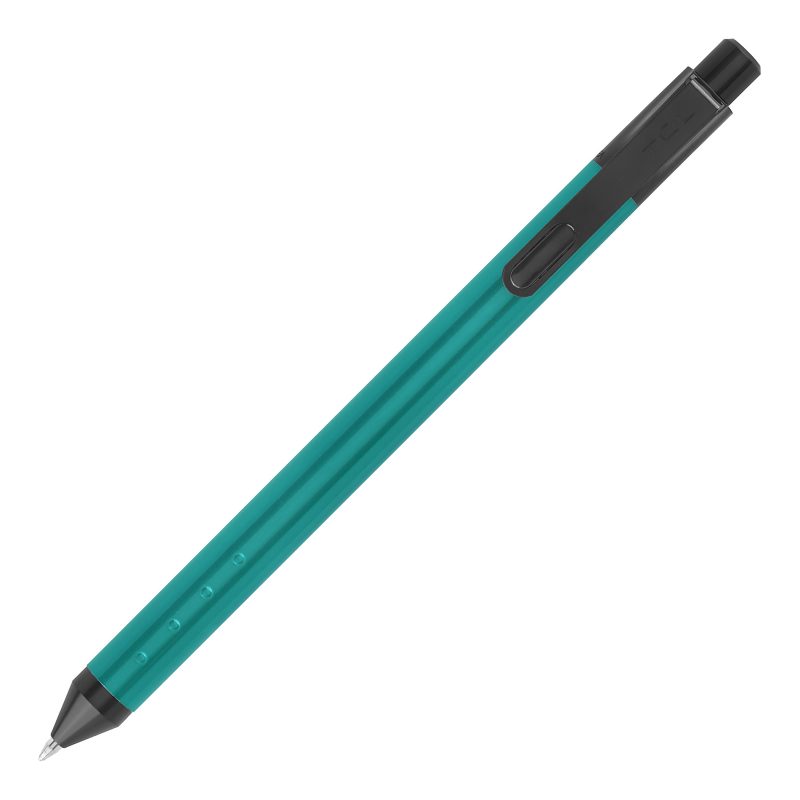TUL® Fine Writing Solid Metal Barrel Retractable Gel Pen With 2 Refills, Medium Point, 0.7 mm, Teal Barrel, Teal/Black/Blue Ink - Image 2