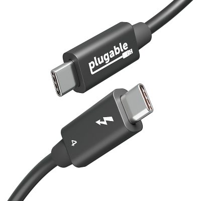 Plugable Thunderbolt 4 Cable with 240W Charging, Thunderbolt Certified, 3.3 Feet (1M),1x 8K Display, 40 Gbps - Compatible with USB4, Thunderbolt 3, USB-C, Driverless