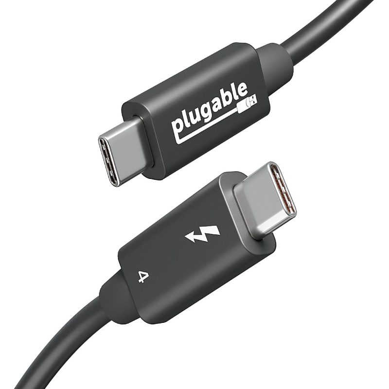 Plugable Thunderbolt 4 Cable with 240W Charging, Thunderbolt Certified, 3.3 Feet (1M),1x 8K Display, 40 Gbps - Compatible with USB4, Thunderbolt 3, USB-C, Driverless
