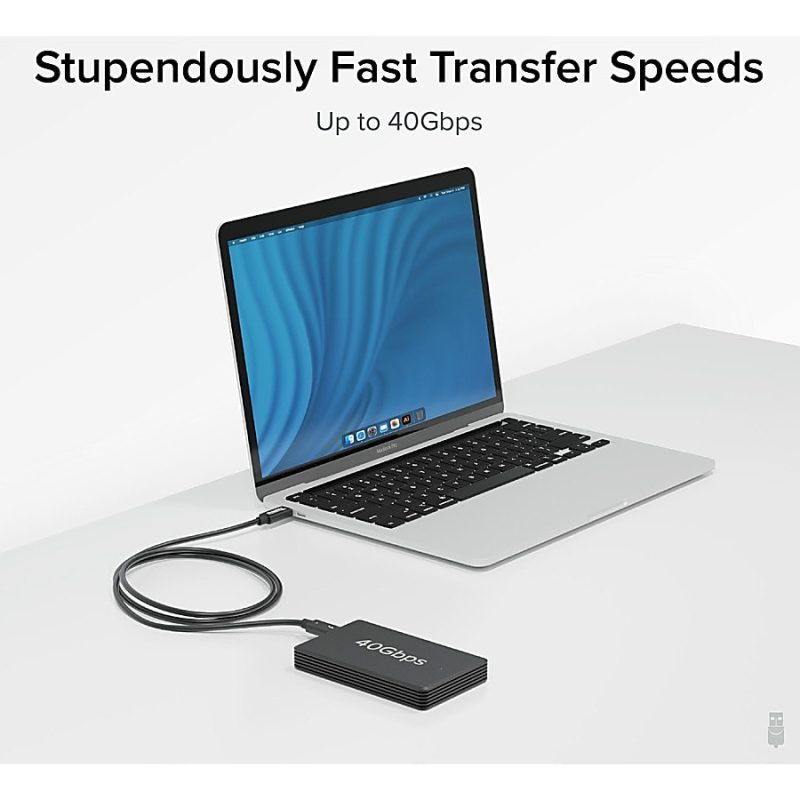 Plugable Thunderbolt 4 Cable with 240W Charging, Thunderbolt Certified, 3.3 Feet (1M),1x 8K Display, 40 Gbps - Compatible with USB4, Thunderbolt 3, USB-C, Driverless - Image 3