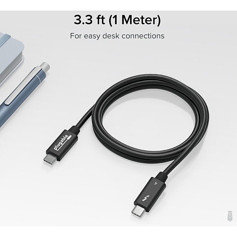 Plugable Thunderbolt 4 Cable with 240W Charging, Thunderbolt Certified, 3.3 Feet (1M),1x 8K Display, 40 Gbps - Compatible with USB4, Thunderbolt 3, USB-C, Driverless - Image 5
