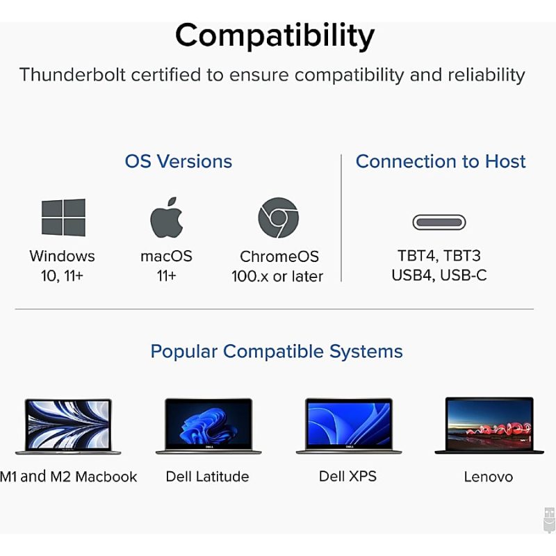 Plugable Thunderbolt 4 Cable with 240W Charging, Thunderbolt Certified, 3.3 Feet (1M),1x 8K Display, 40 Gbps - Compatible with USB4, Thunderbolt 3, USB-C, Driverless - Image 6