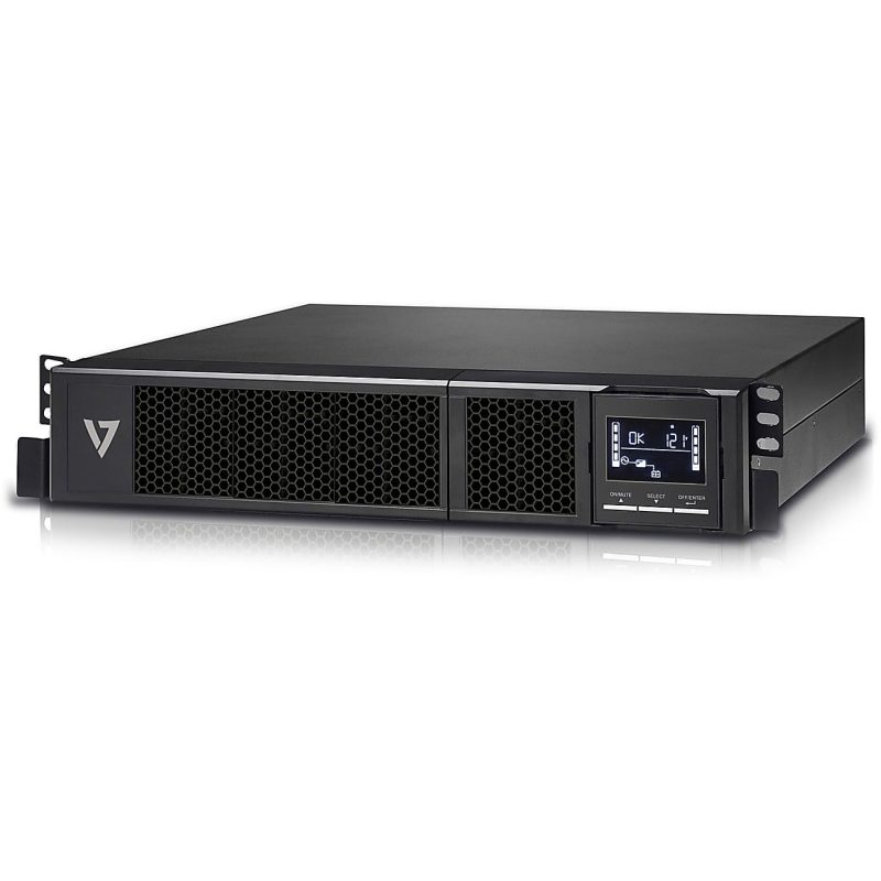 V7 UPS 1500VA Rack Mount 2U US - V7 UPS1RM2U1500-1N 1500VA/1350W Line Interactive 2U Rack/Tower UPS - 120V - LCD Display - Line Interactive - AVR - Pure Sine Wave - ECO - EPO - 8 x NEMA 5-15R Outlets - Intelligent slot for LAN card