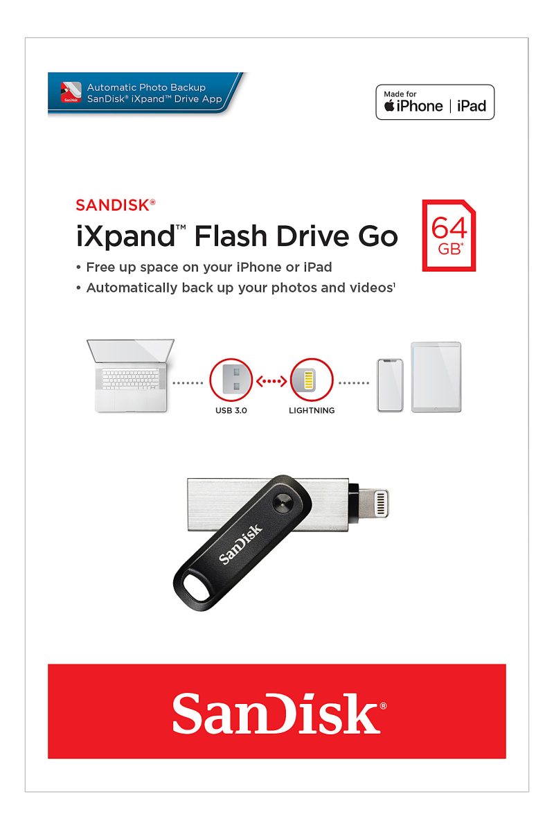 SanDisk® iXpand USB 3.0/Lightning Flash Drive, 64GB, Silver - Image 7